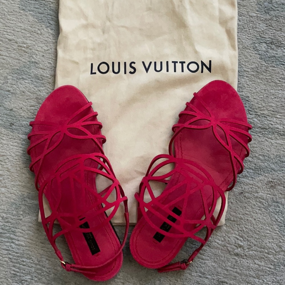 Hot pink LV sandals